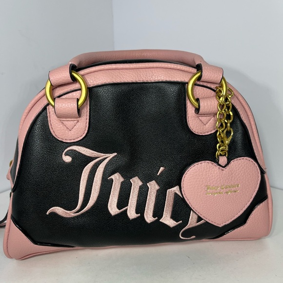 Juicy Couture Black and Pink Shoulder Bag - Picture 1 of 16
